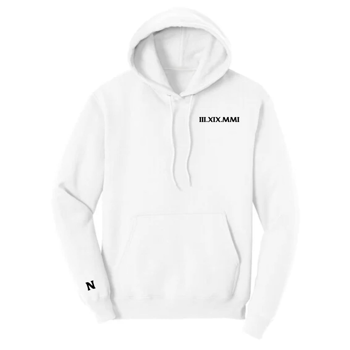 Custom Roman Numeral Embroidered Couples Hoodie - Honey Bun
