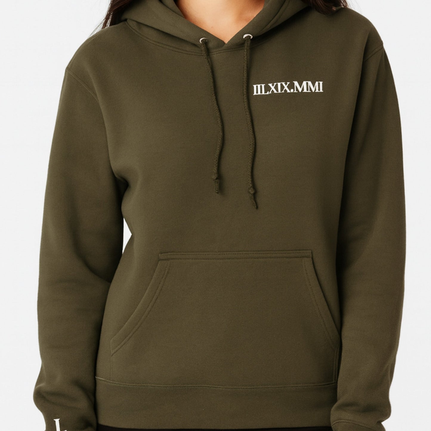 Custom Roman Numeral Embroidered Couples Hoodie - Honey Bun