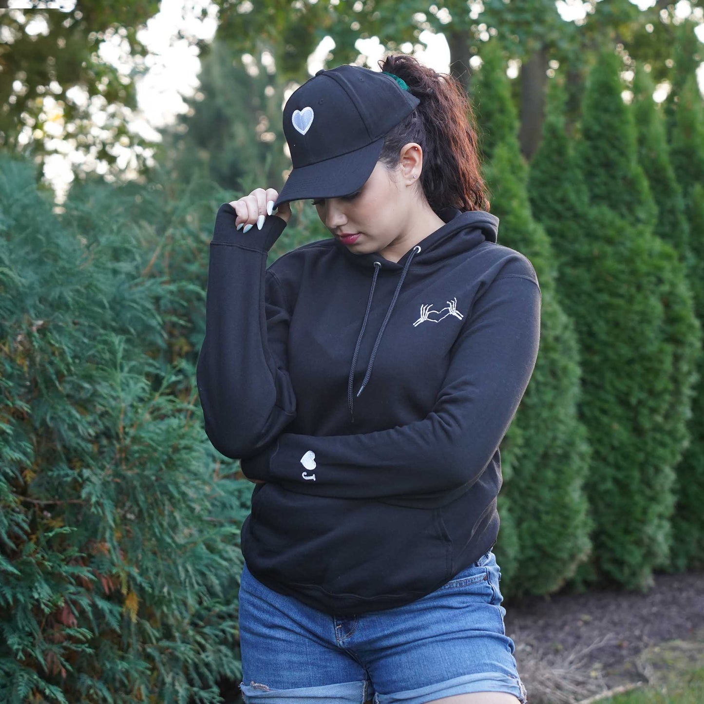 Custom Skeleton Heart Hoodie with Personalized Initial Cuff - Honey Bun