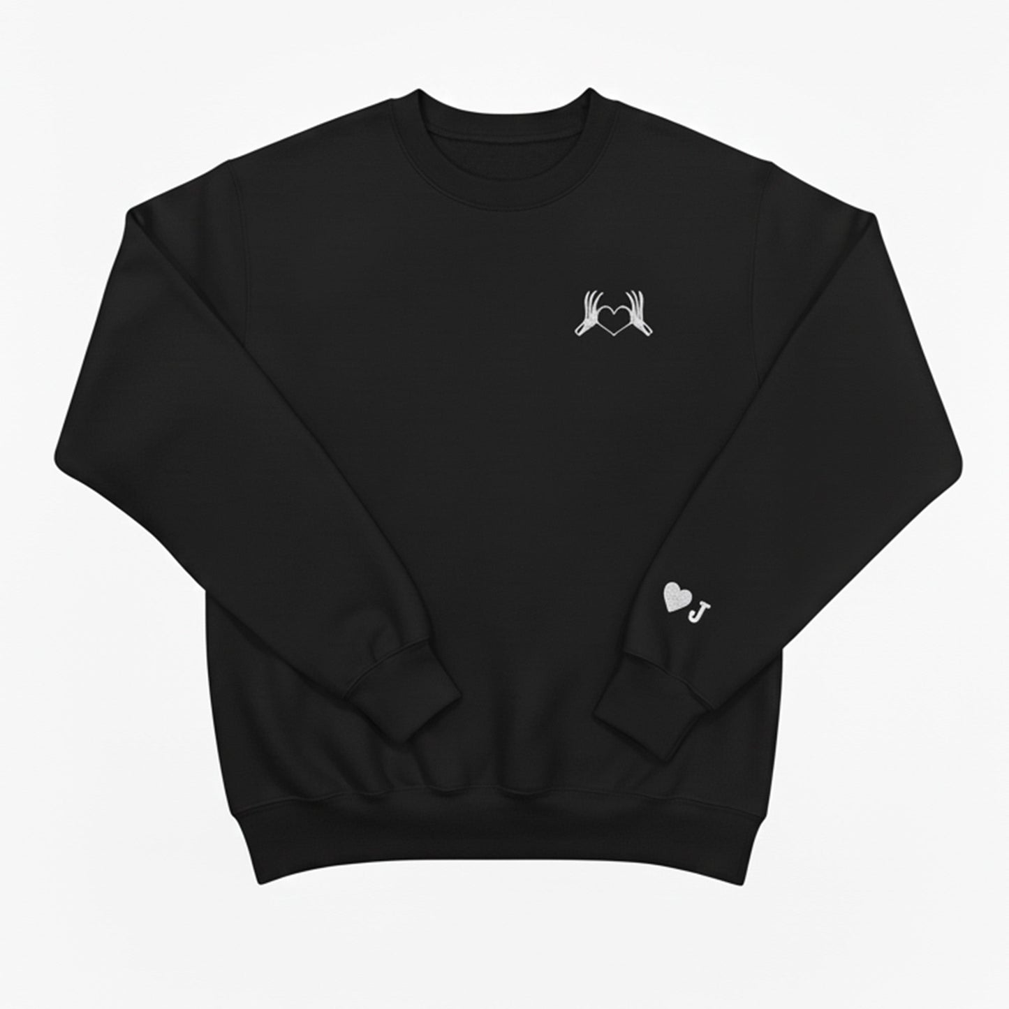 Custom Skeleton Heart Hoodie with Personalized Initial Cuff - Honey Bun