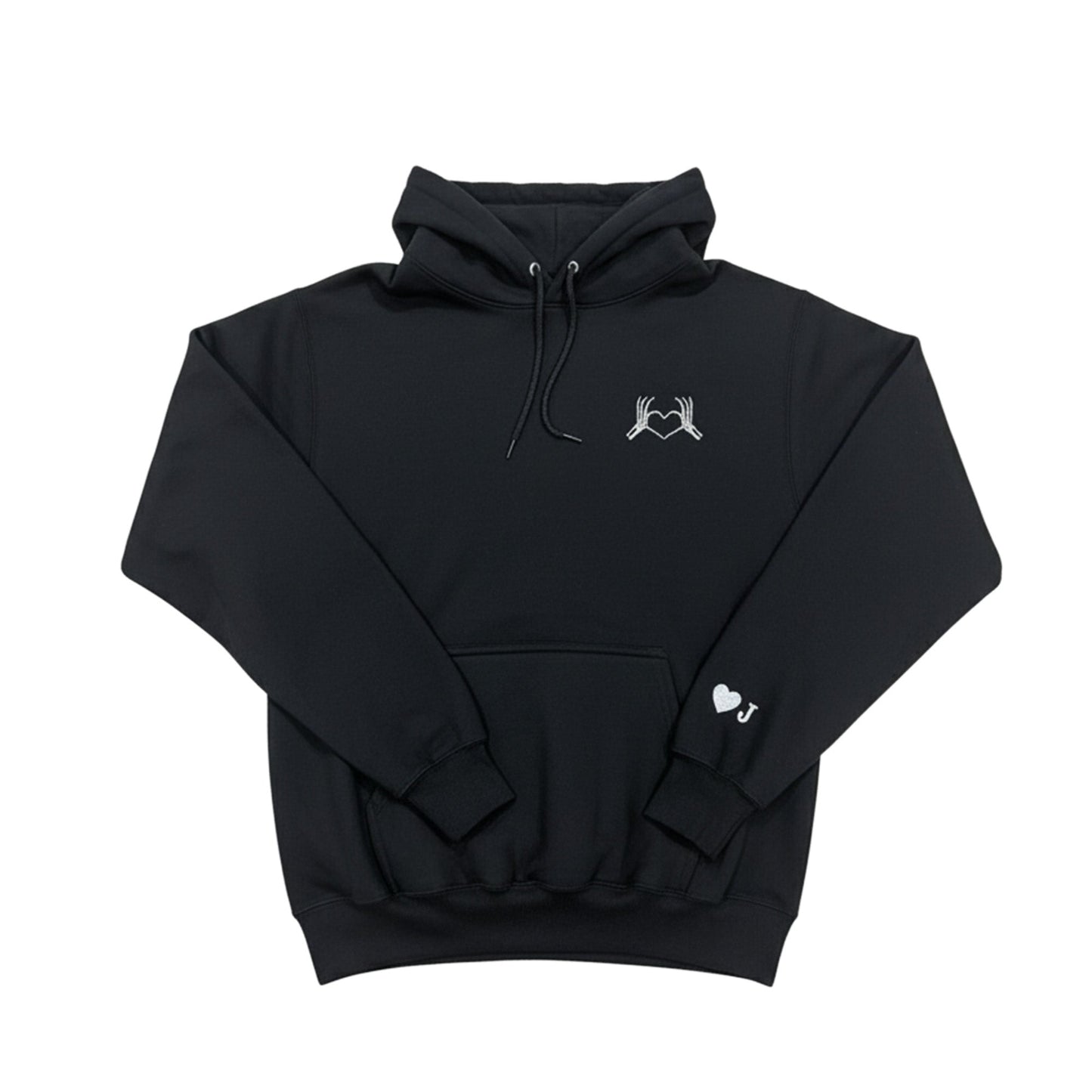 Custom Skeleton Heart Hoodie with Personalized Initial Cuff - Honey Bun