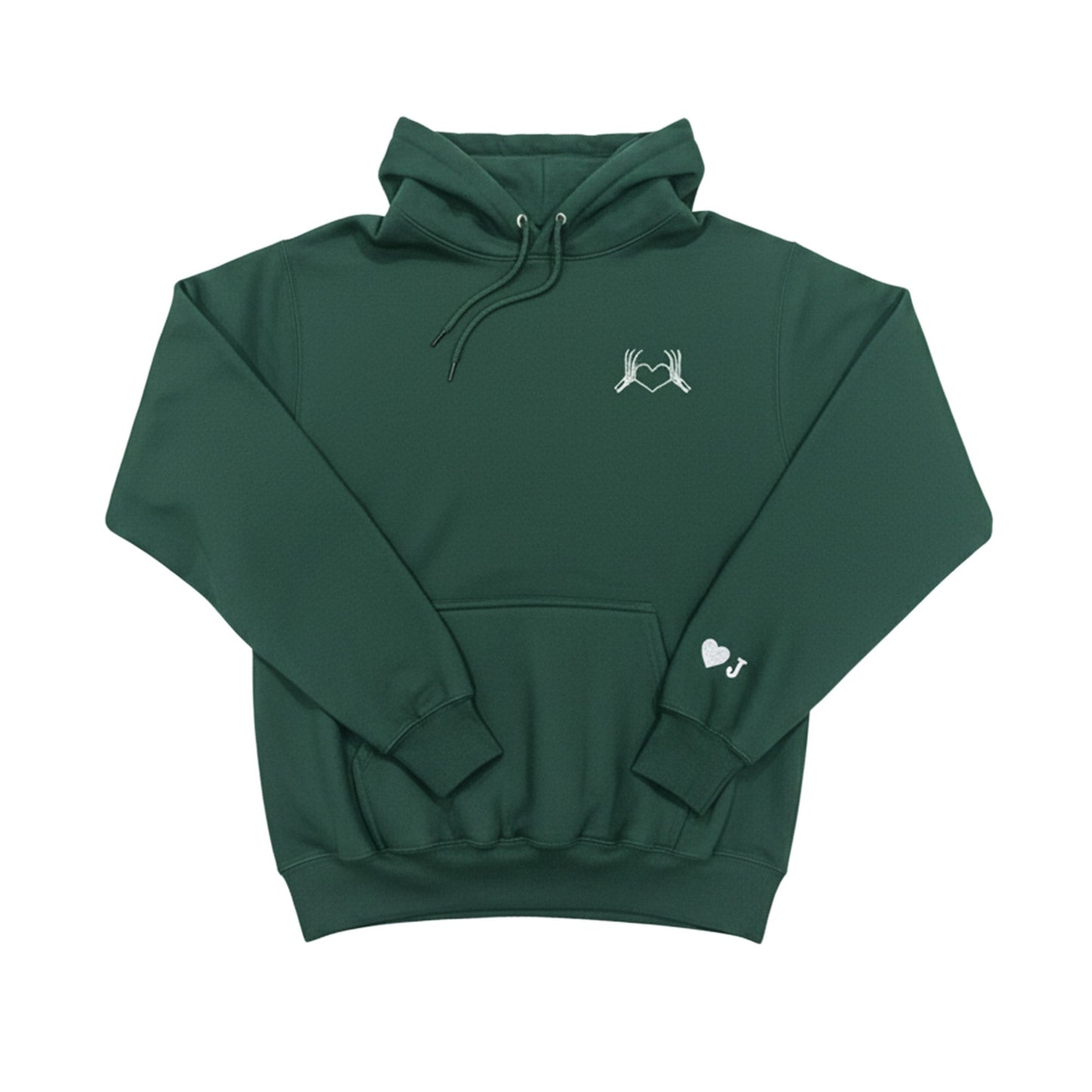 Custom Skeleton Heart Hoodie with Personalized Initial Cuff - Honey Bun