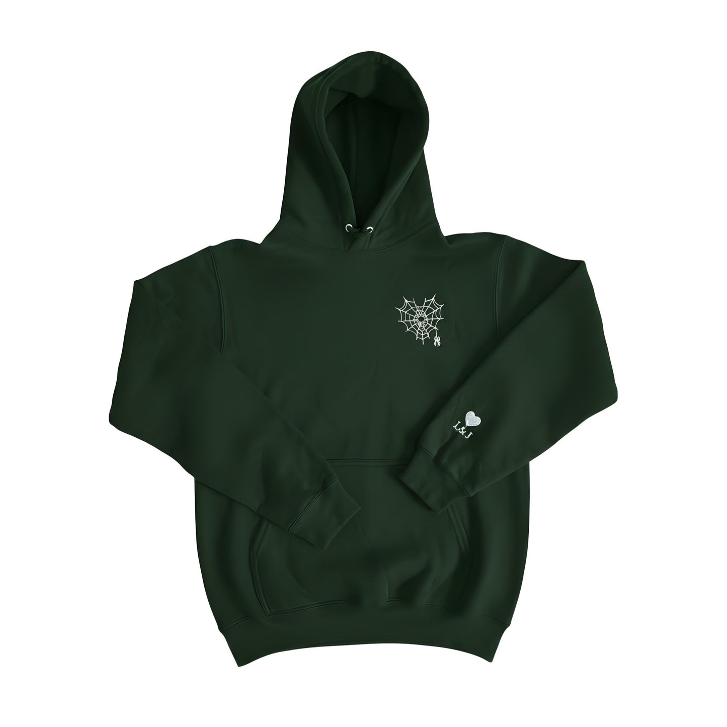 Embroidered Spider Web Heart Couple Hoodie - Honey Bun