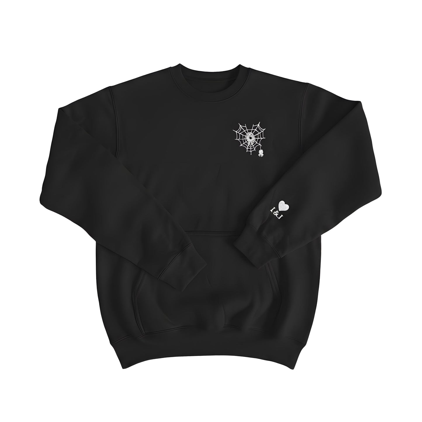Embroidered Spider Web Heart Couple Hoodie - Honey Bun