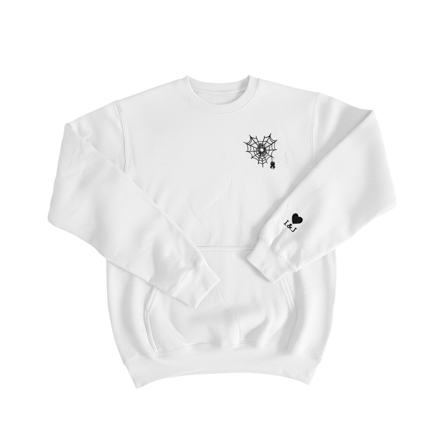 Embroidered Spider Web Heart Couple Hoodie - Honey Bun