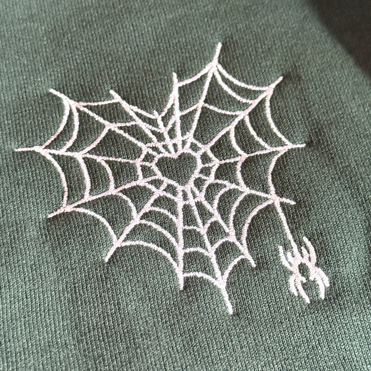 Embroidered Spider Web Heart Couple Hoodie - Honey Bun