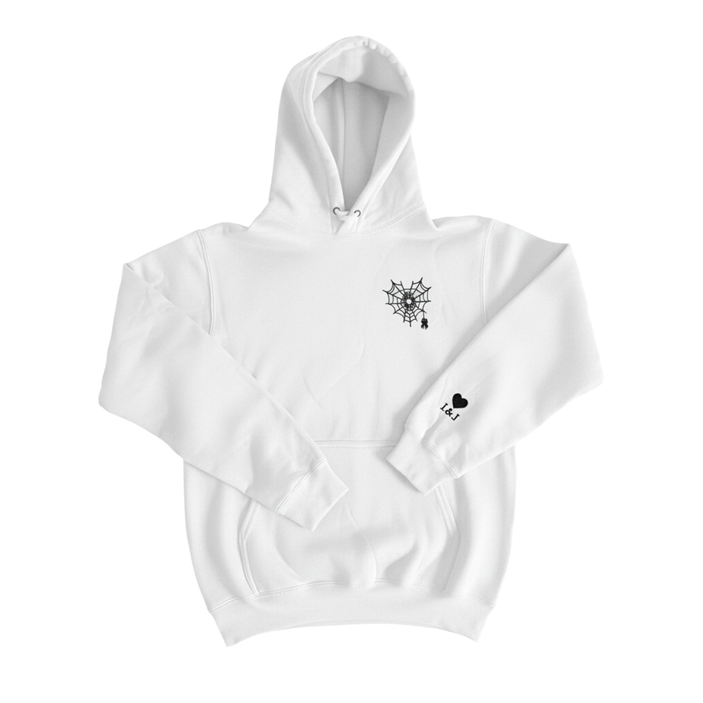 Embroidered Spider Web Heart Couple Hoodie - Honey Bun