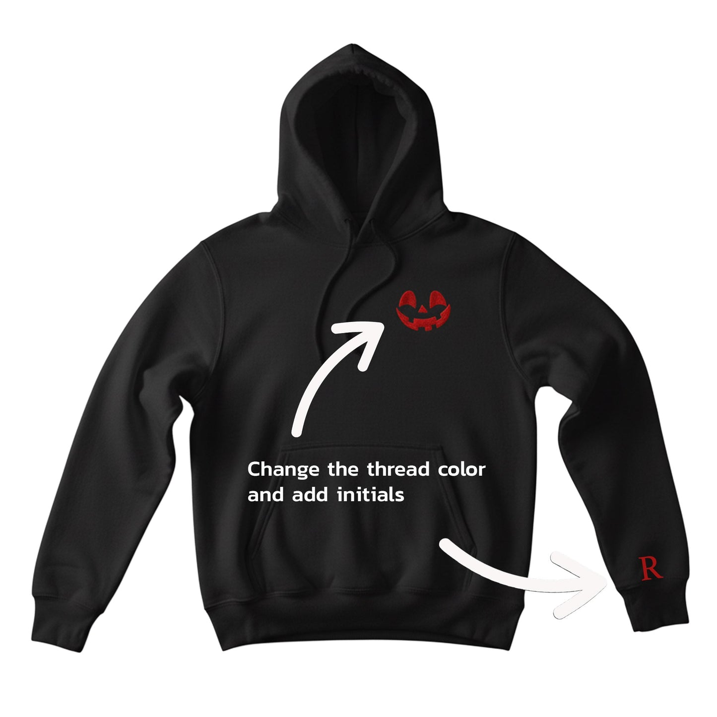 Pumpkin Smile Hoodie or Crewneck – Custom Cuff Personalized Halloween Sweatshirt - Honey Bun