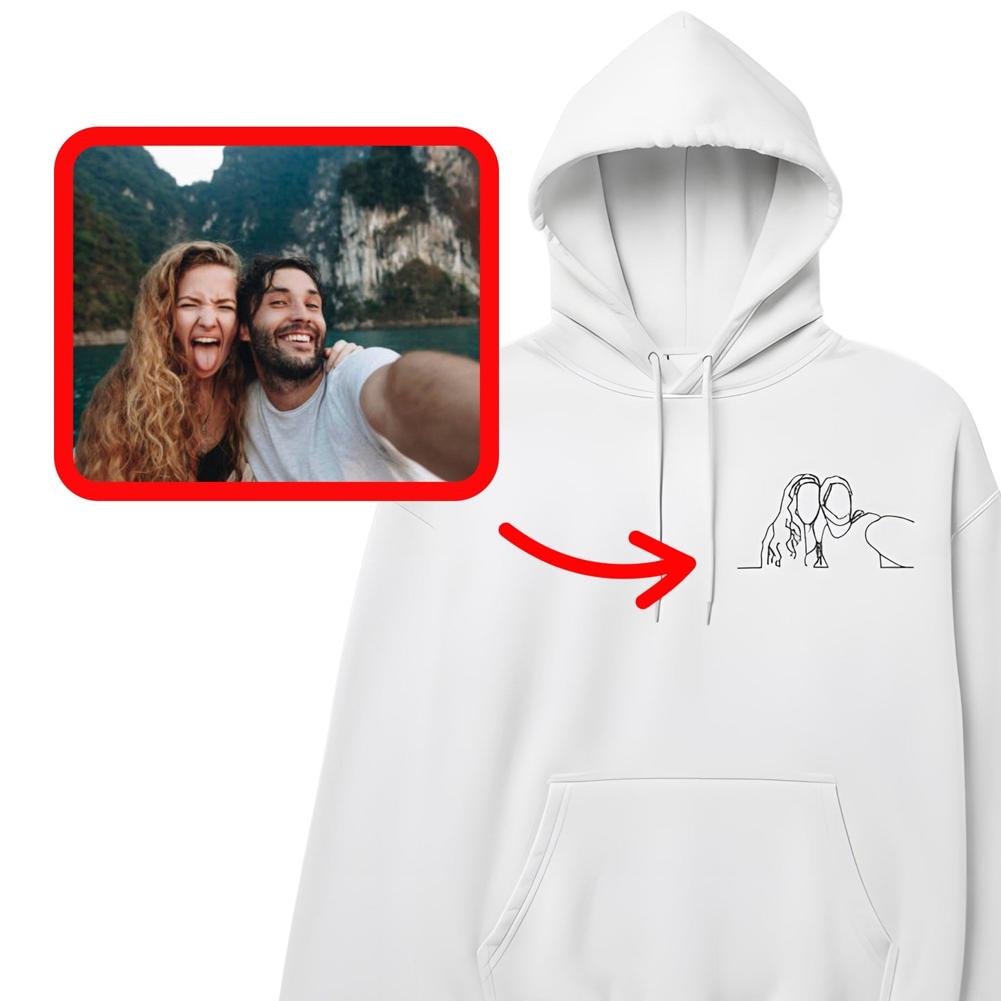 Your Love, Stitched Forever - Custom Embroidered Couple Hoodie - Honey Bun