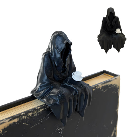 Cloaked Book Lover – Gothic Tea Time Figurine - Honey Bun