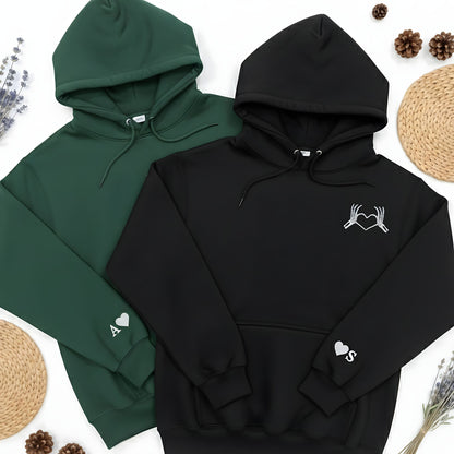 Custom Skeleton Heart Hoodie with Personalized Initial Cuff - Honey Bun