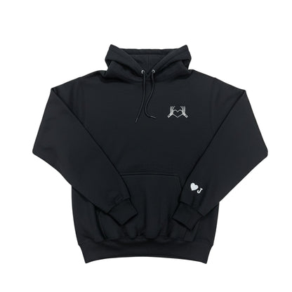 Custom Skeleton Heart Hoodie with Personalized Initial Cuff - Honey Bun