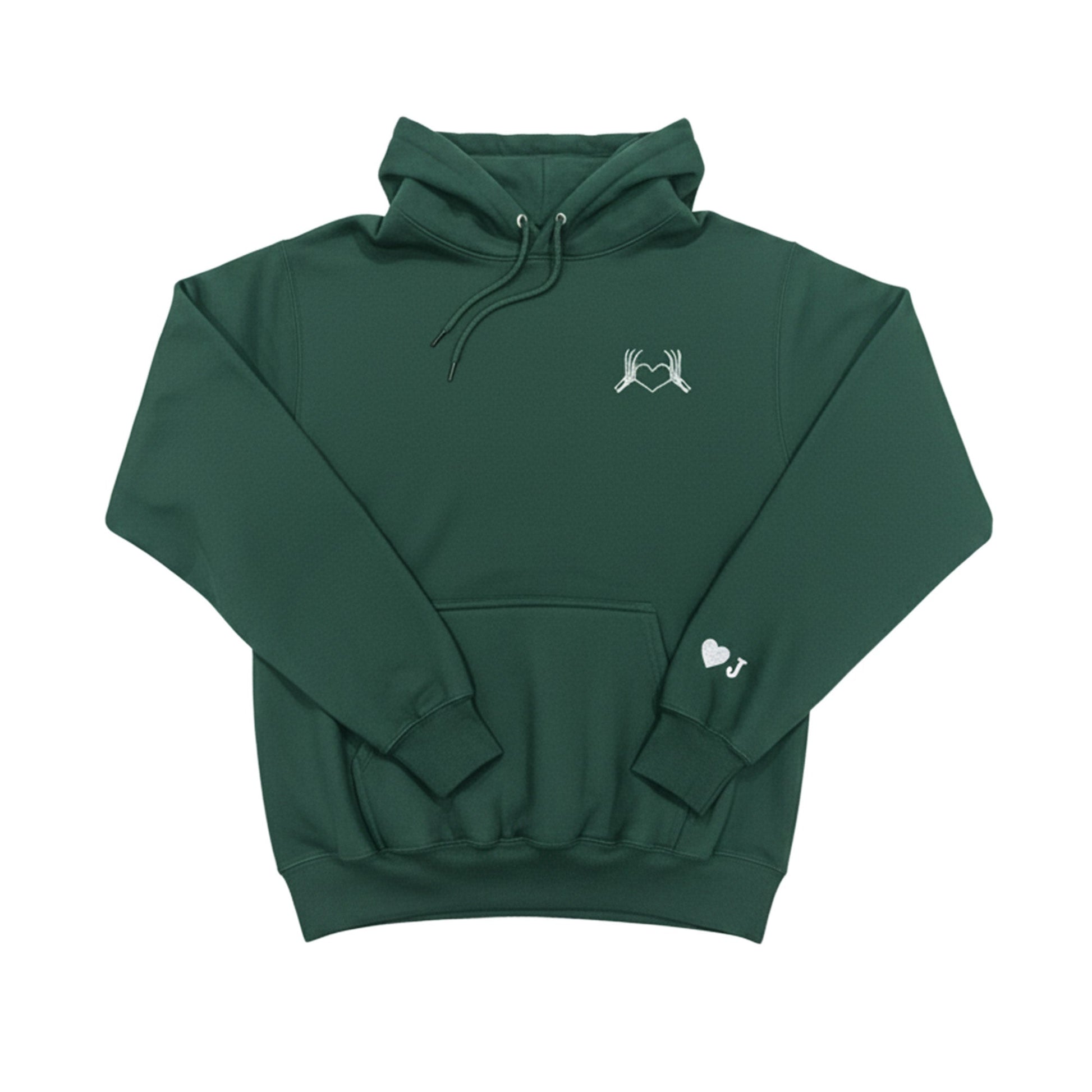 Custom Skeleton Heart Hoodie with Personalized Initial Cuff - Honey Bun