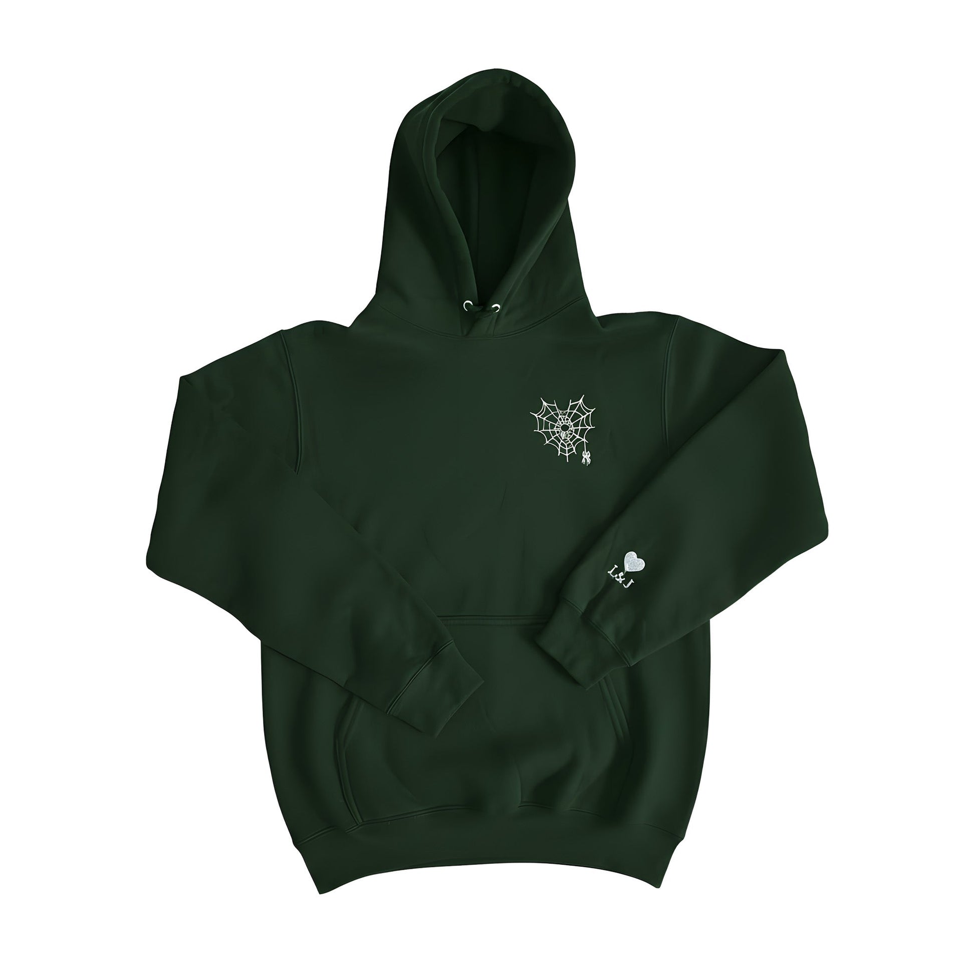 Embroidered Spider Web Heart Couple Hoodie - Honey Bun