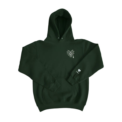 Embroidered Spider Web Heart Couple Hoodie - Honey Bun