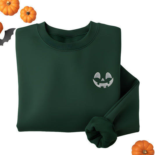 Pumpkin Smile Hoodie or Crewneck – Custom Cuff Personalized Halloween Sweatshirt - Honey Bun