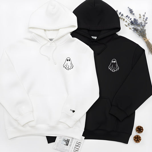 Spooky Ghost Hoodie – Cozy Pullover for Couples & Halloween Vibes - Honey Bun