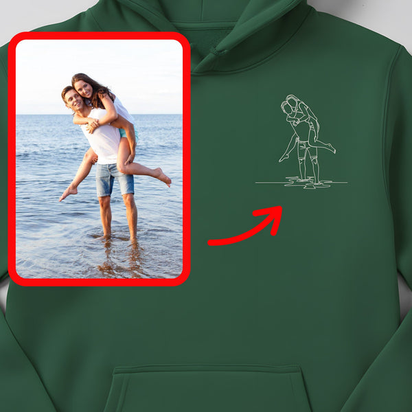 Your Love, Stitched Forever - Custom Embroidered Couple Hoodie - Honey Bun